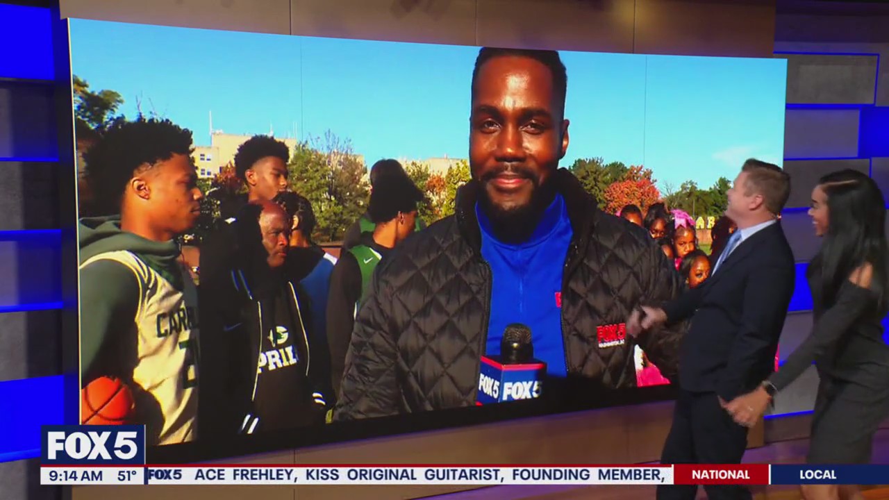 Preparing for the game at Archbishop Carroll High School