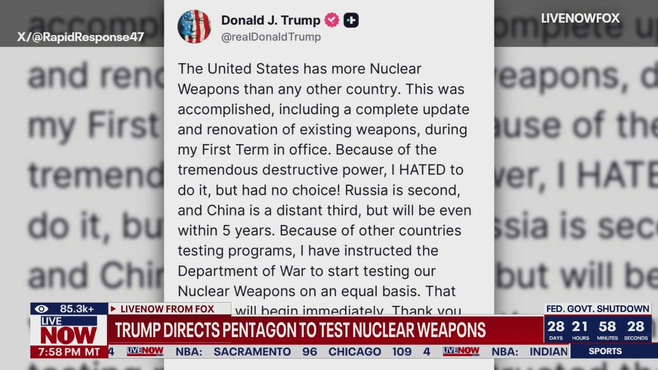 Trump ukazal takojšnjo ponovno aktivacijo jedrskih testiranj v ZDA