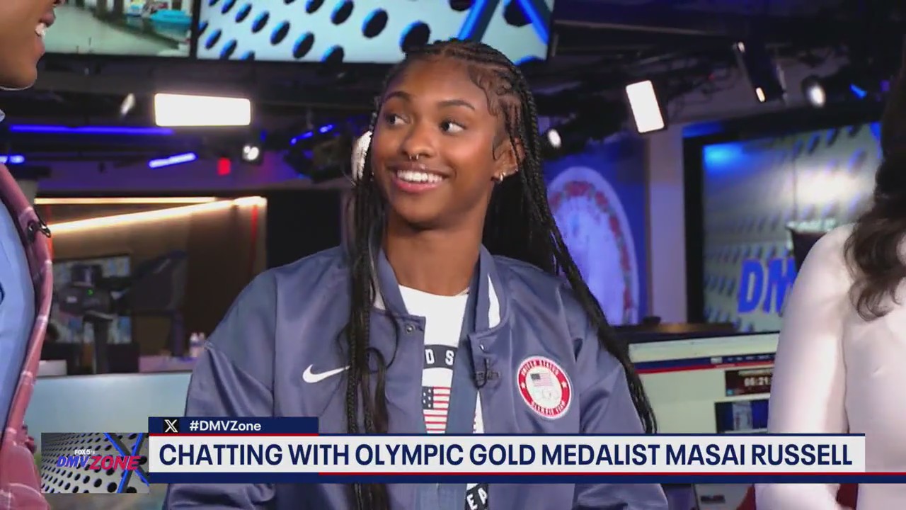 Olympic gold medalist Masai Russell stops by the 'DMV Zone'