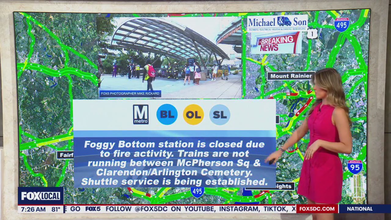Foggy Bottom Metro station closed due to fire