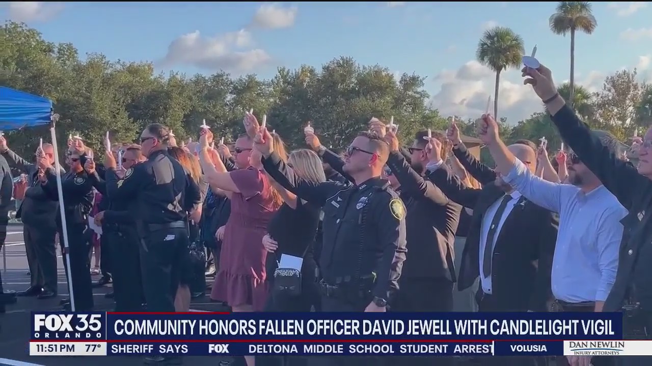 Vigil held for Edgewater Police Officer David Jewell
