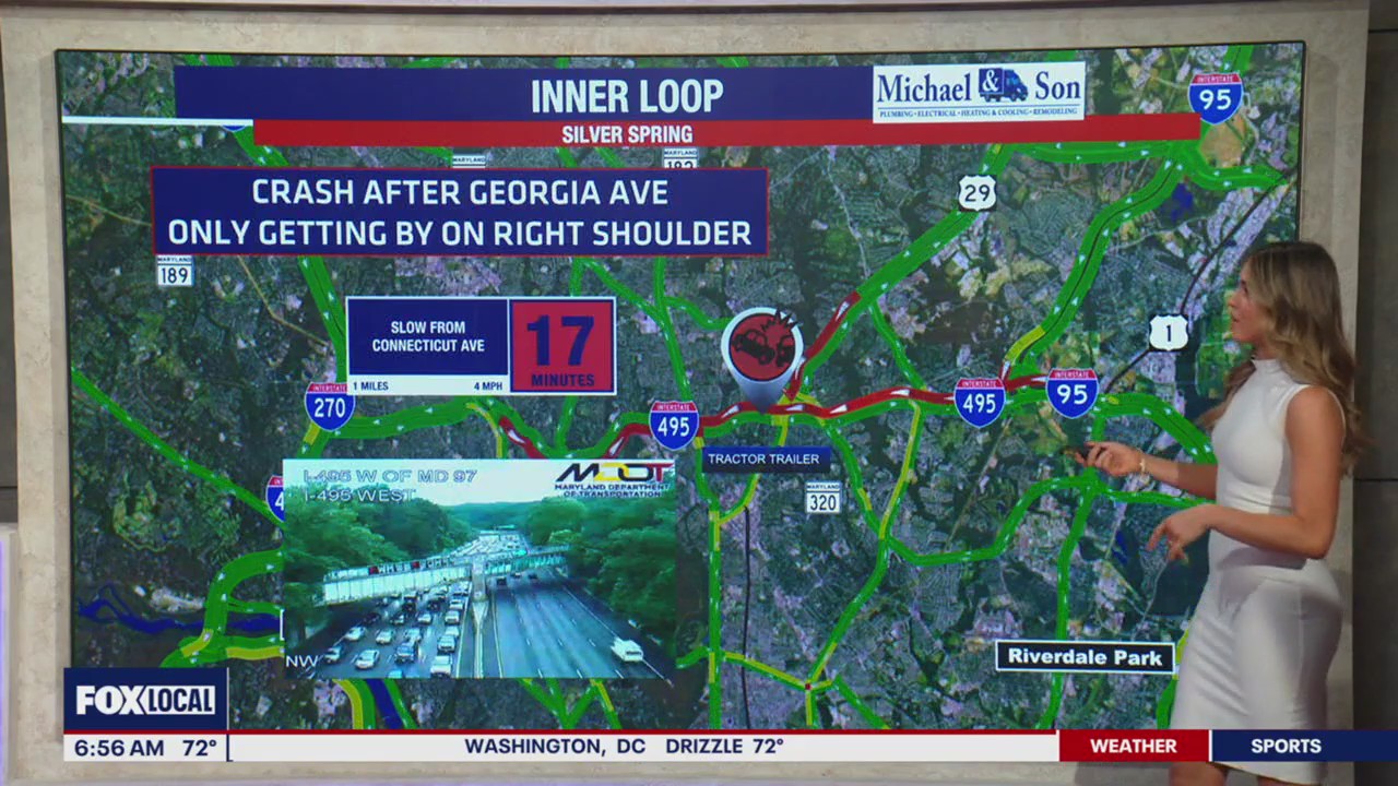 Crash involving 2 tractor-trailers snarls traffic on I-495