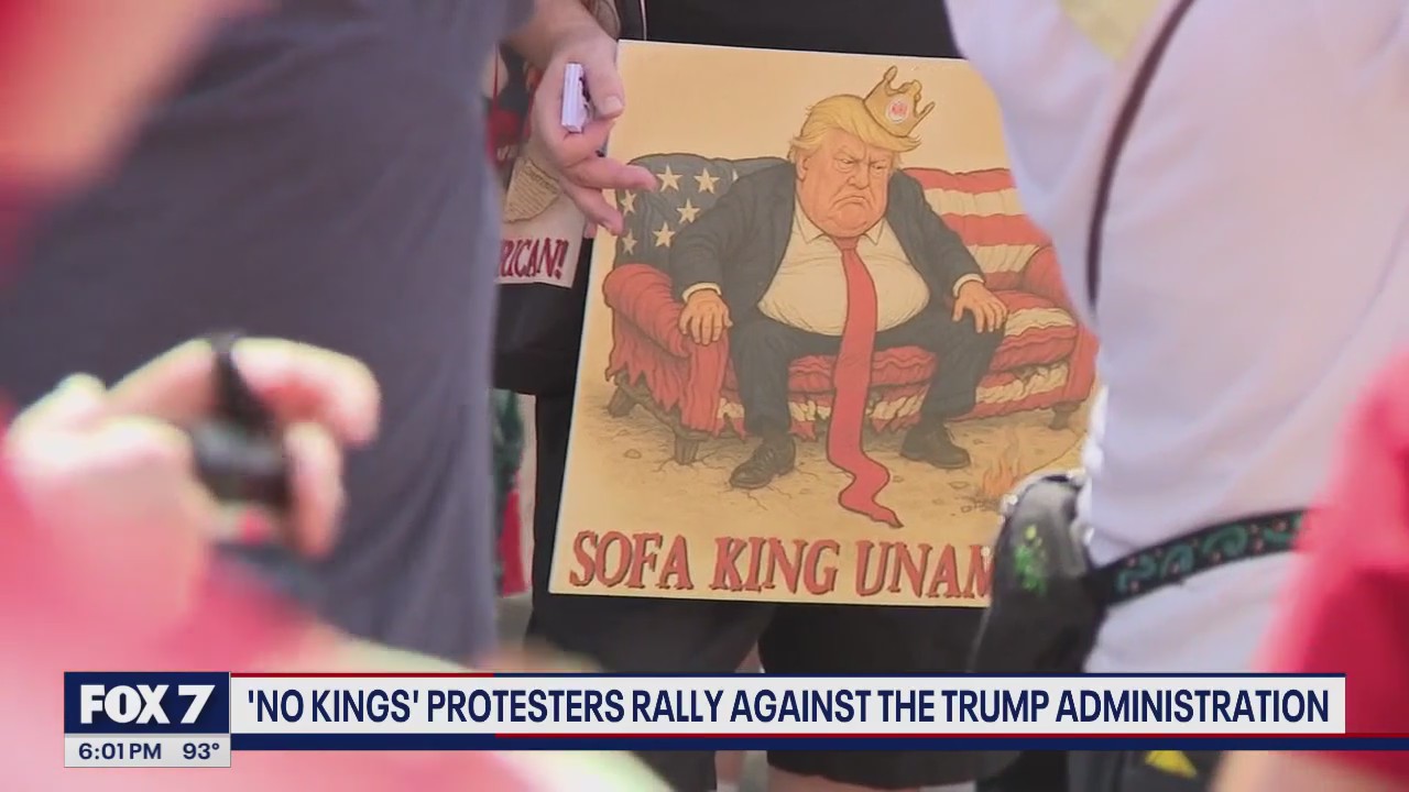 Demonstrators take part in Austin 'No Kings' protest