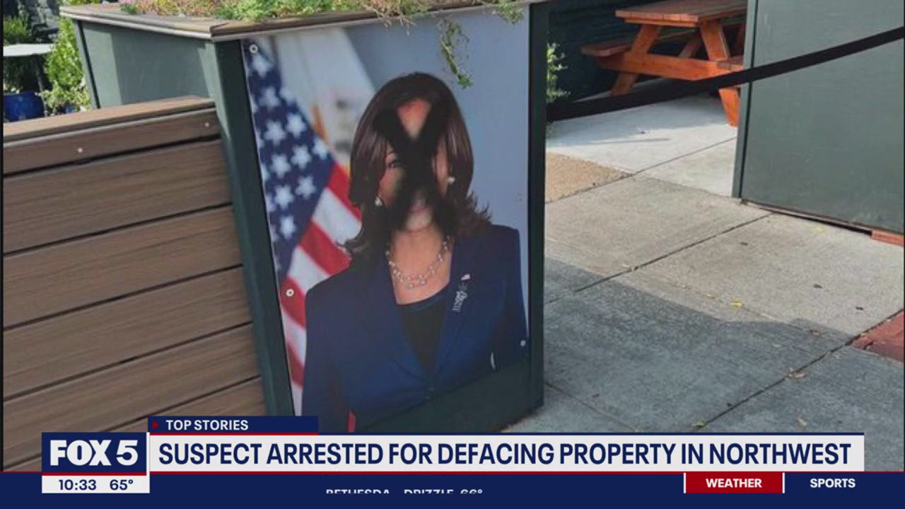 Suspect arrested for defacing Kamala Harris posters in DC