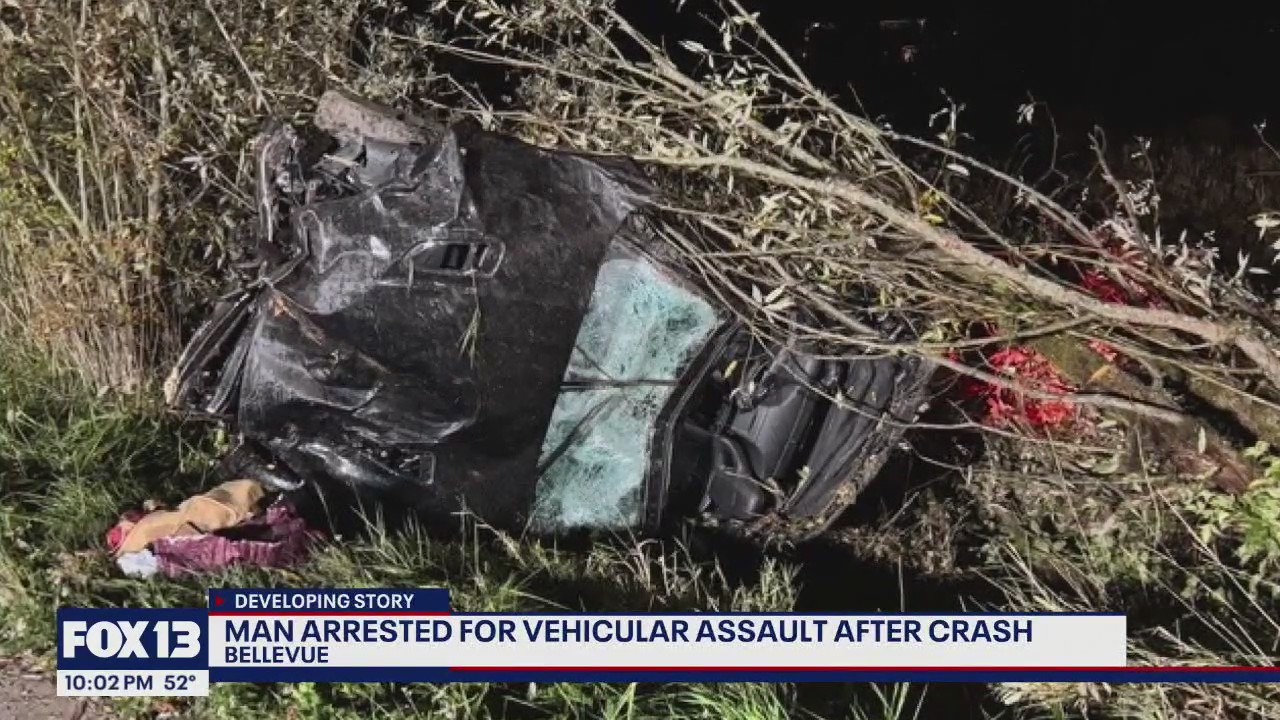 Man arrested for vehicular assault after Bellevue crash