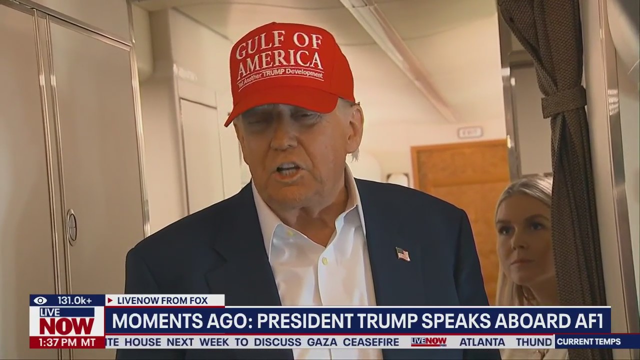 President Trump speaks aboard AF1