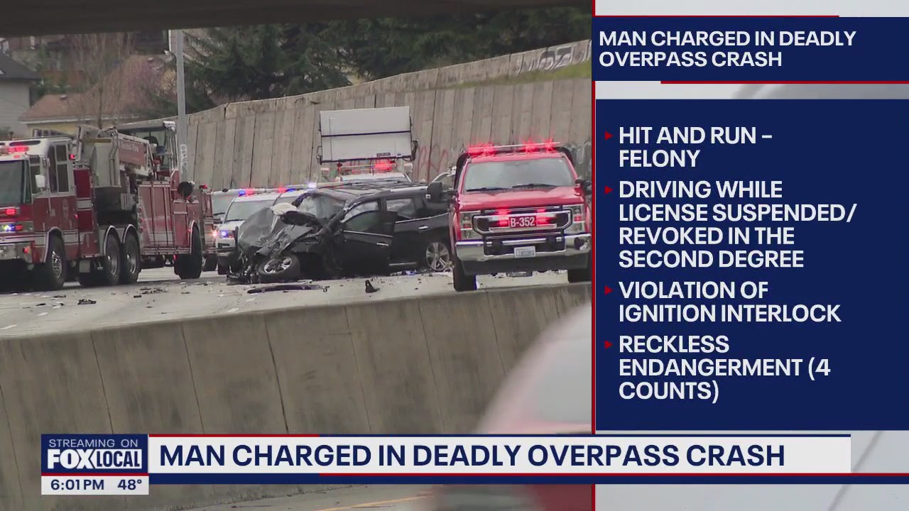 Man charged in deadly Tukwila overpass crash
