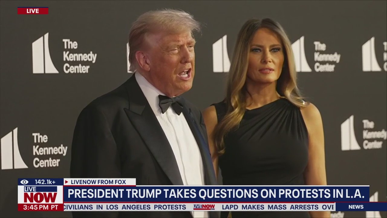 President Trump takes questions from red carpet