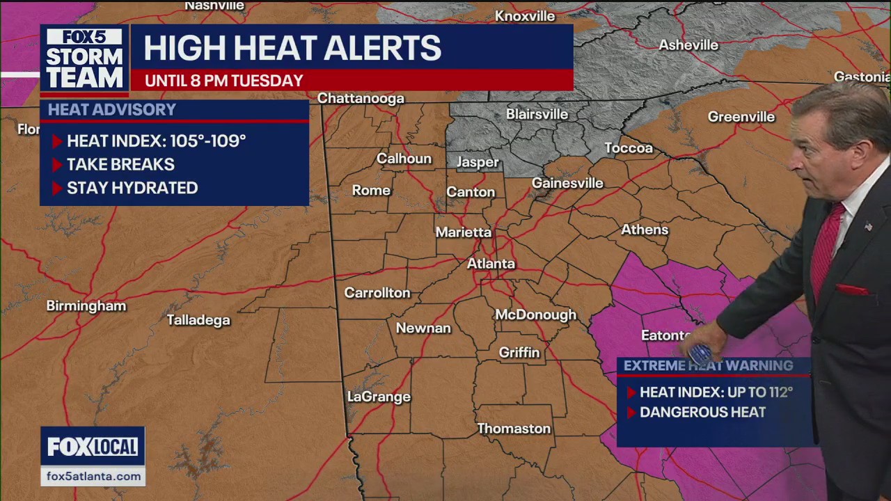 High heat alerts in Georgia on Tuesday