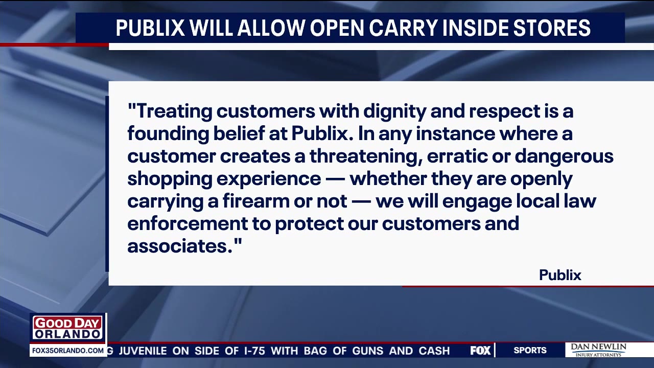 Publix will allow open carry inside stores