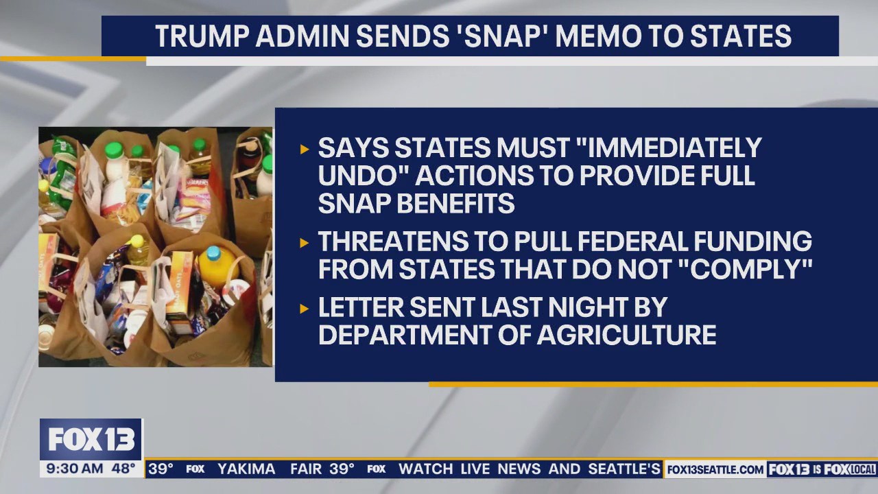 Trump administration orders states to stop full SNAP benefits