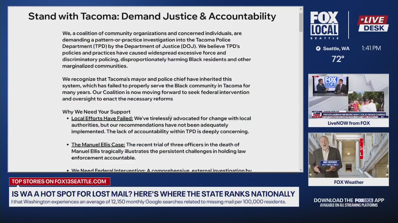 Civic group calls for DOJ investigation into Tacoma Police practices