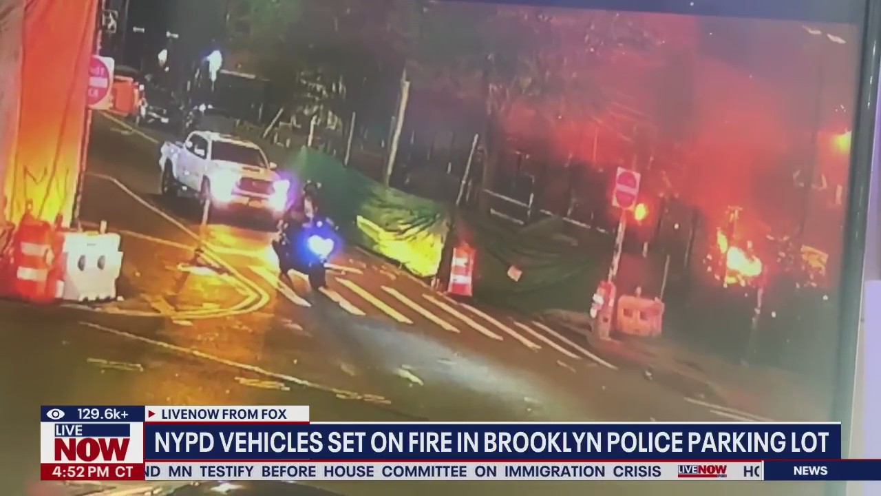 NYPD cars set on fire in police parking lot