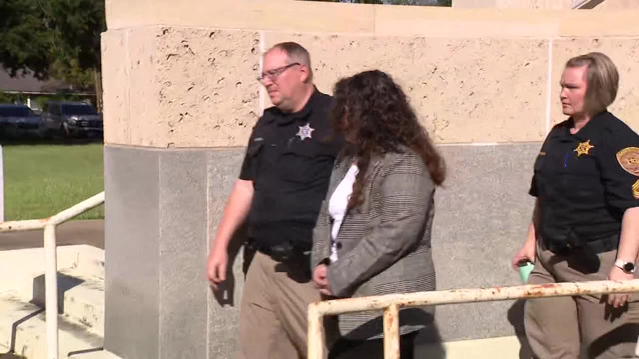 Sarah Hartsfield outside courthouse after life sentence
