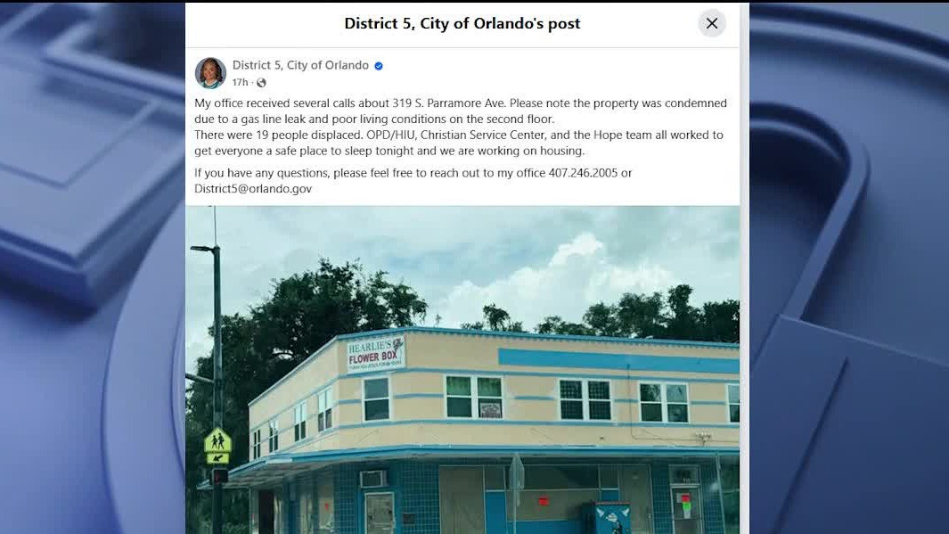 19 people displaced after Parramore building condemned