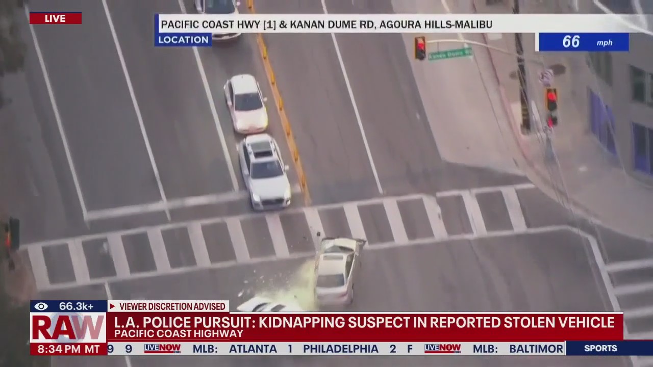 Police chase with kids in car ends with crash in L.A.