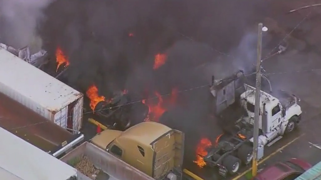 Semi-trucks catch fire at southwest suburban facility