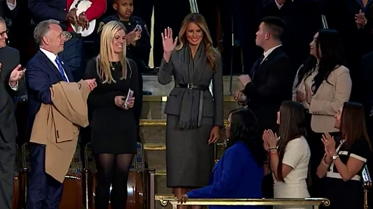Trump's speech: First Lady Melania Trump arrives ahead of president's address