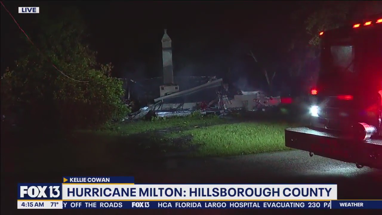 Fire destroys Tampa home during Hurricane Milton