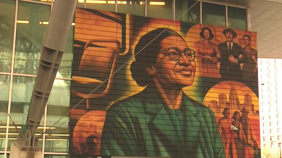 Rosa Parks Transit Center gets 400-foot mural of 'Mother of Civil Rights movement'
