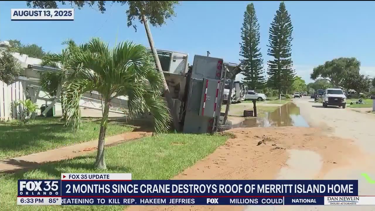 Repairs stalled after crane falls on Merritt Island home