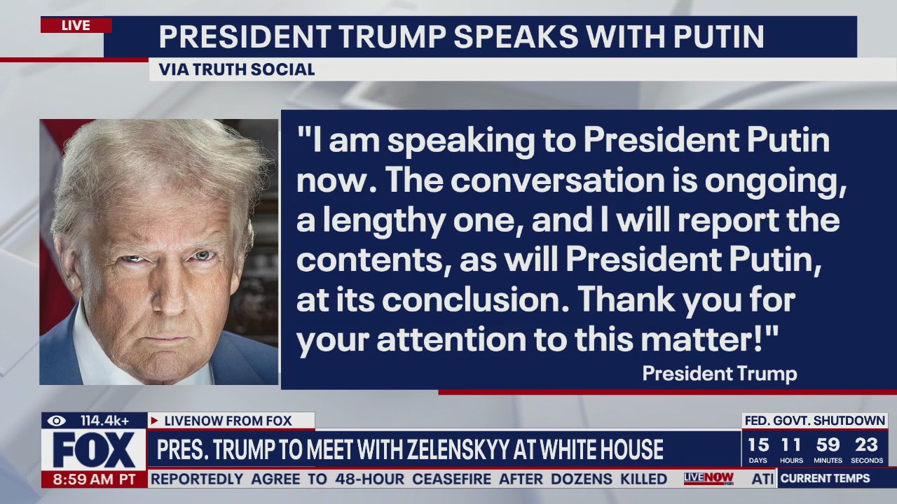 President Trump speaks with Putin