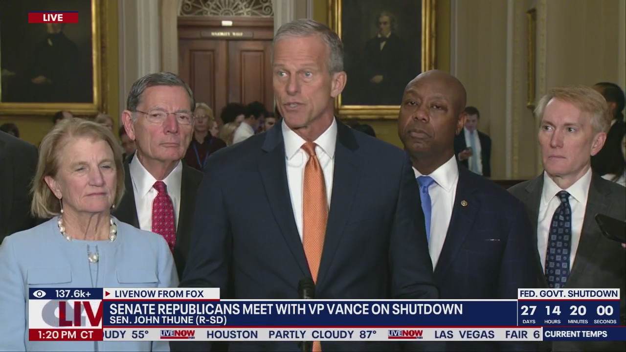 Senate republicans discuss day 28 of govt. shutdown