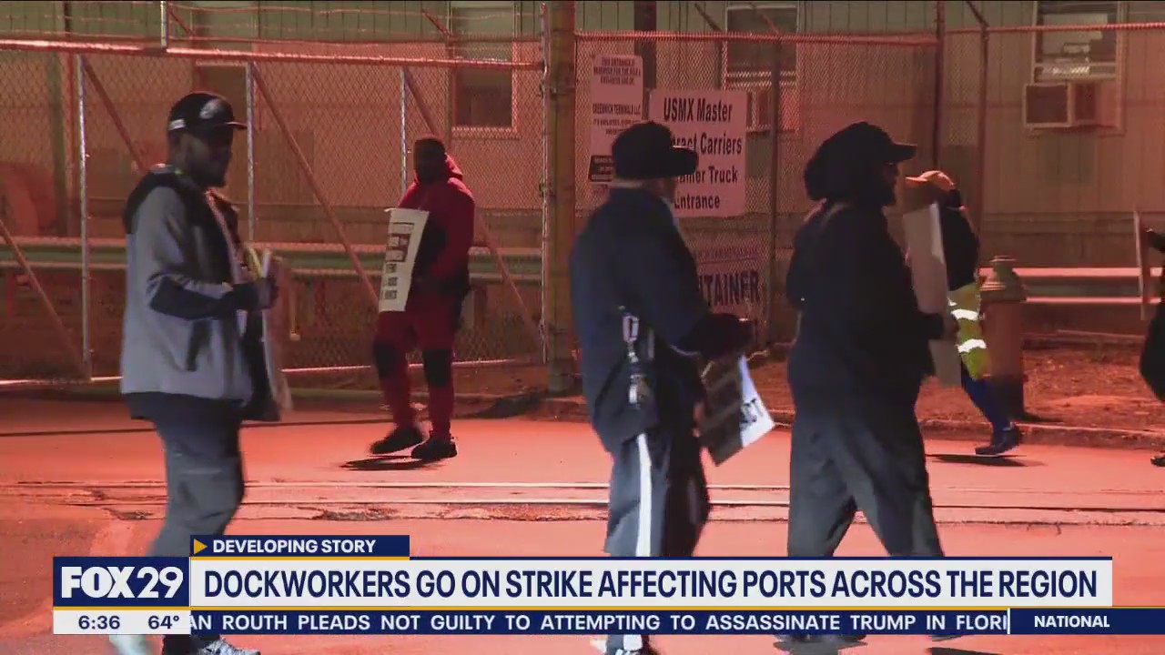 Philadelphia dockworkers join strike affecting ports along East and Gulf coasts