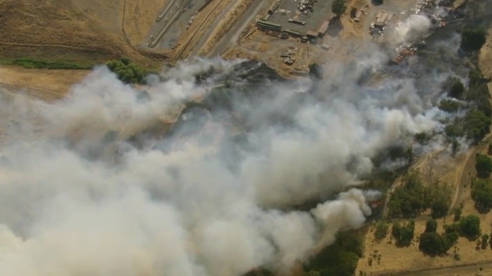 Vegetation fire burning in Antioch