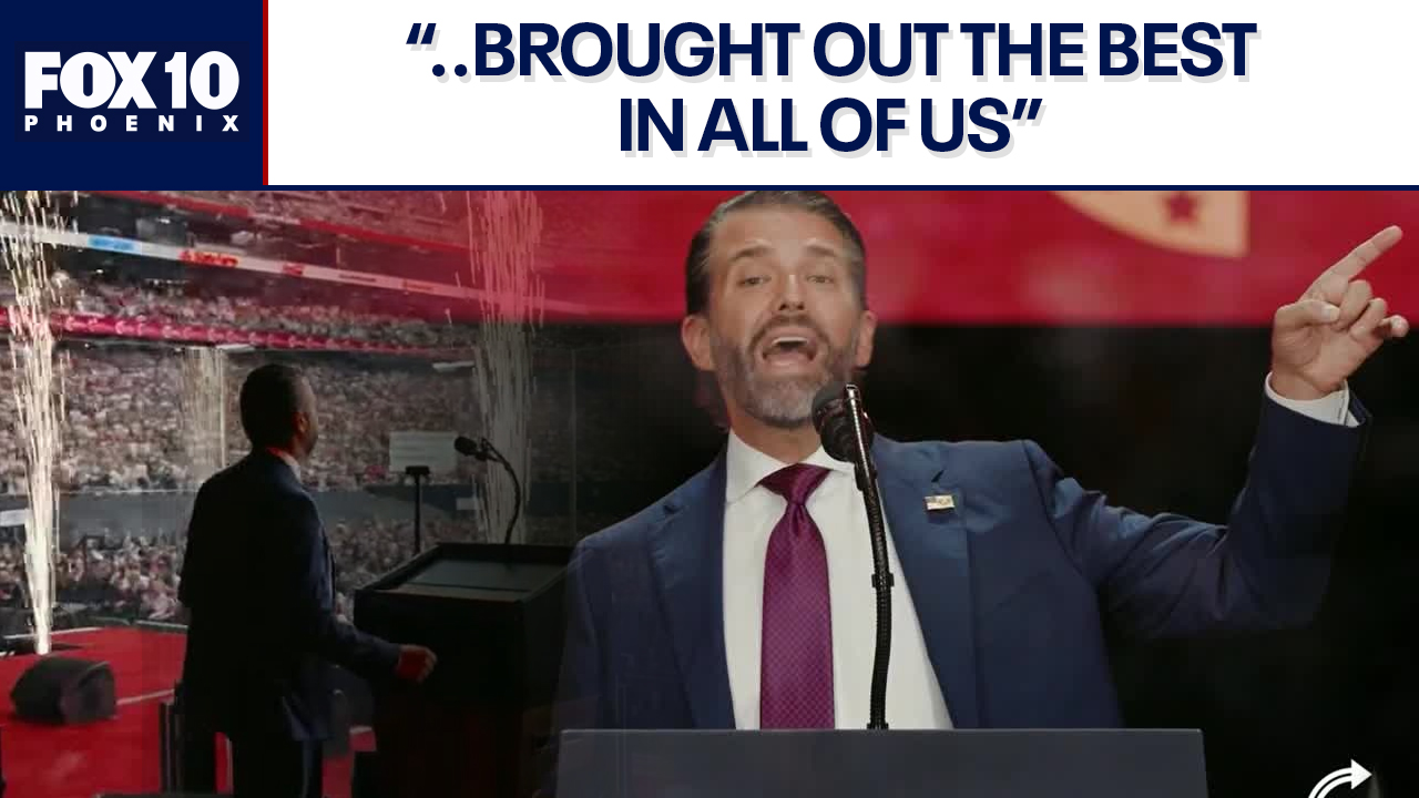 Donald Trump, Jr. speaks at Charlie Kirk's memorial