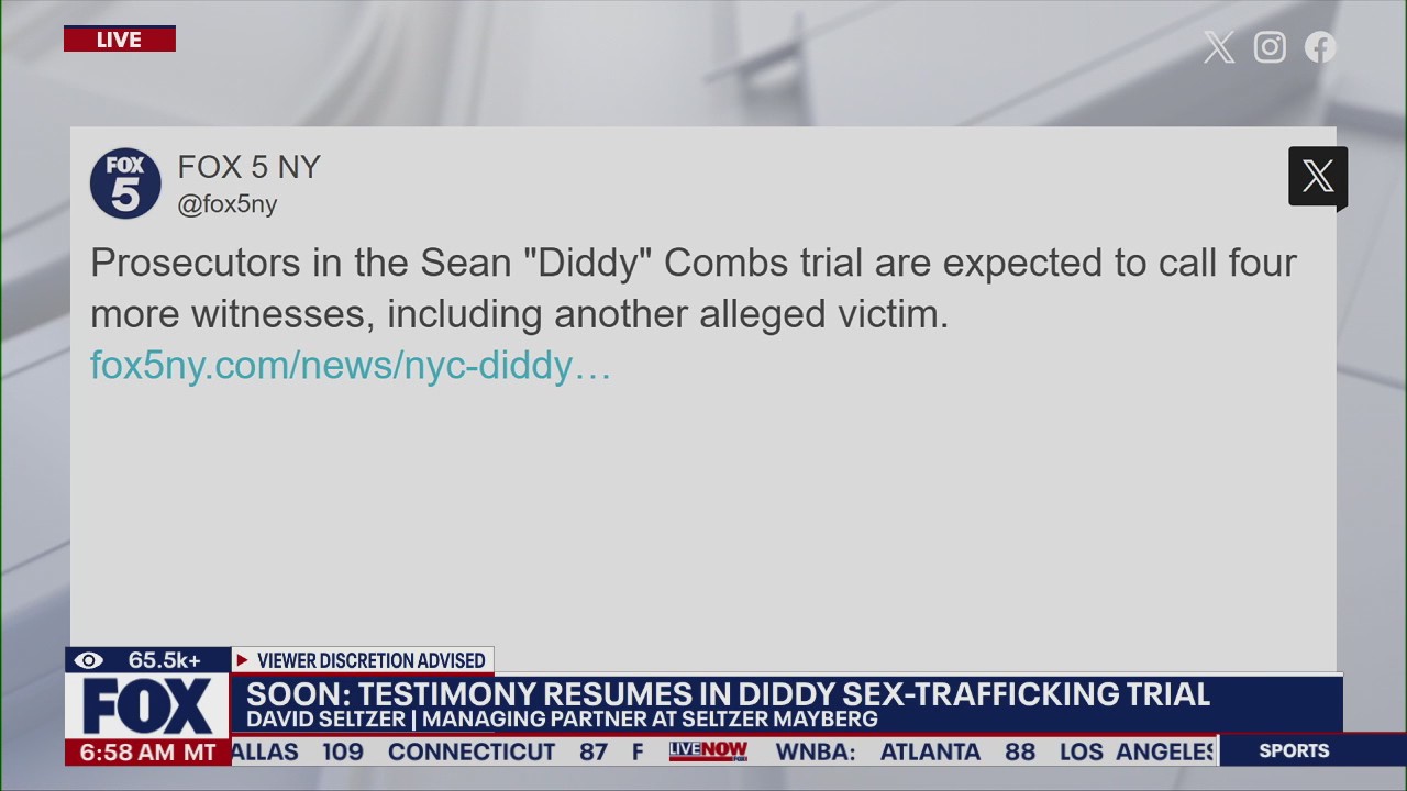 Testimony resumes in Diddy sex-trafficking trial