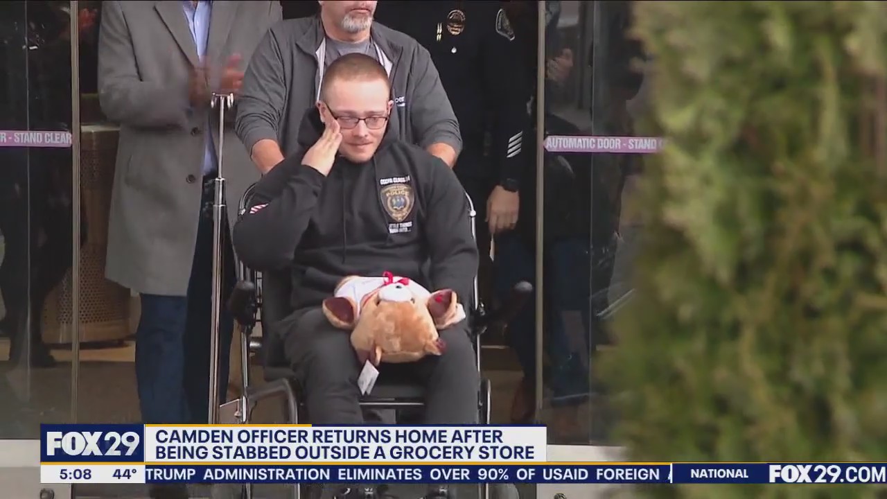 Officer stabbed outside Camden grocery store released from hospital