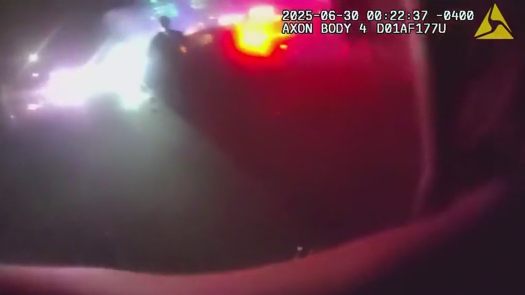 Officer saves driver from burning car