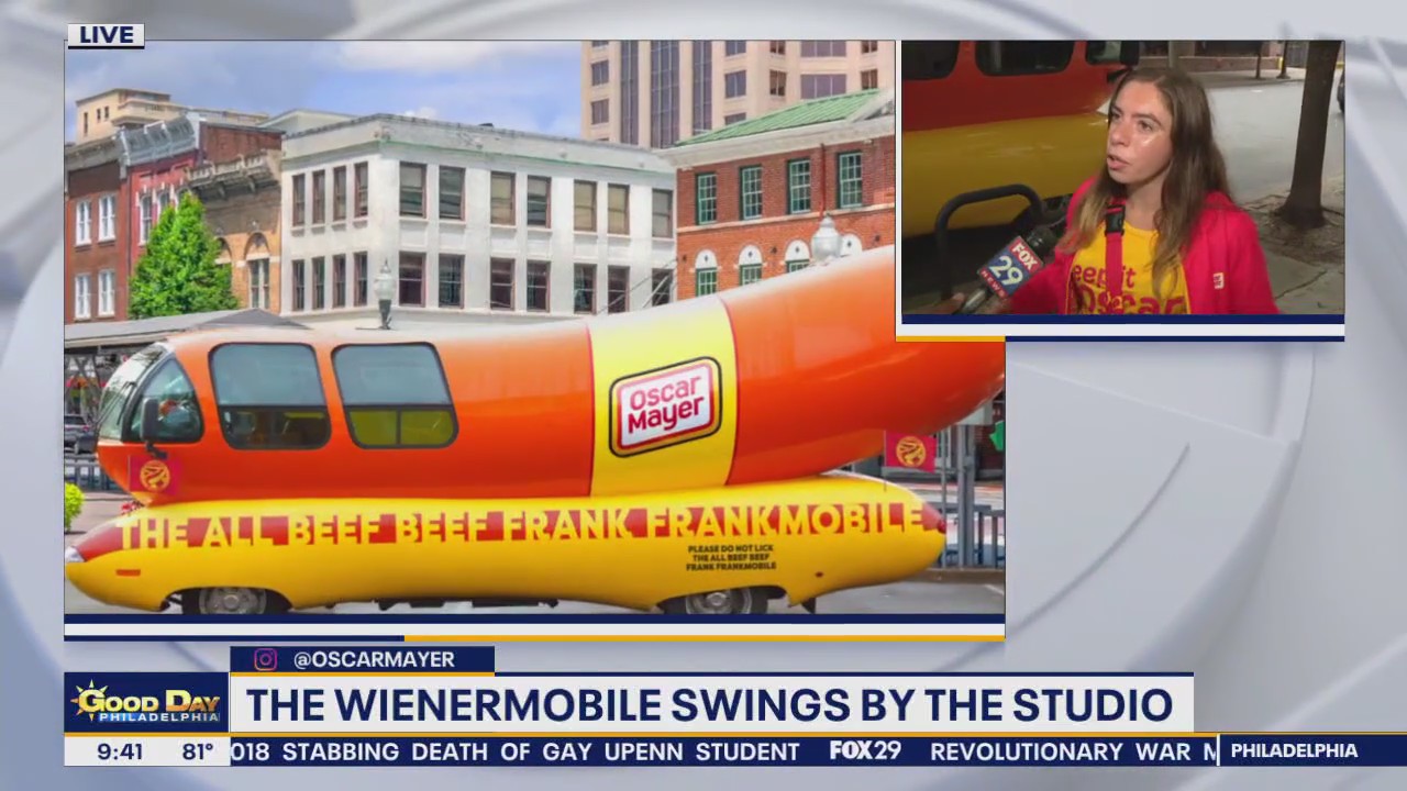 Recent Temple grad chose as this year's Oscar Mayer Hotdogger stops by in the Wienermobile