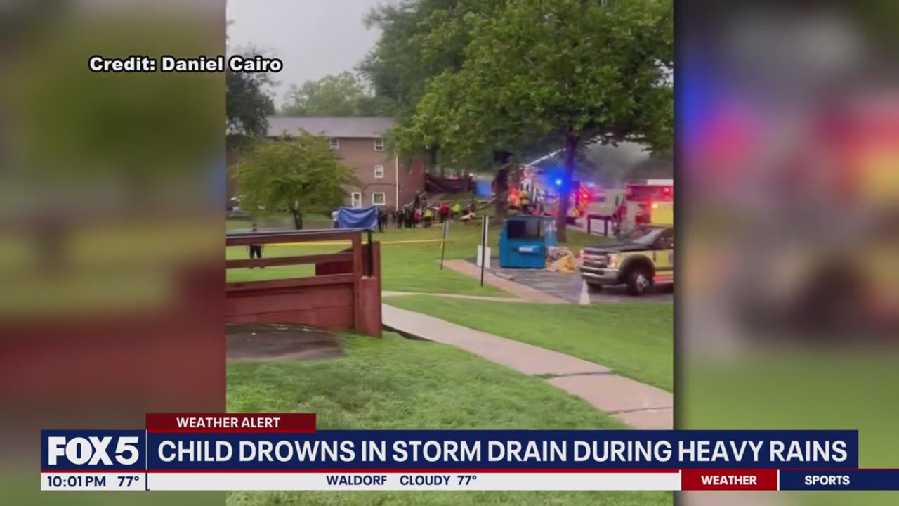 Maryland boy dies after being swept into storm drain