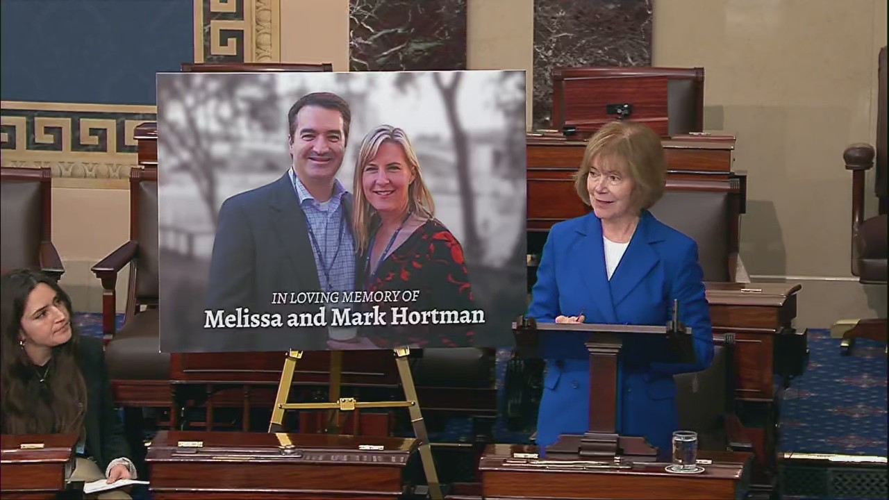 U.S. Senator Tina Smith's speech on Melissa and Mark Hortman [RAW]