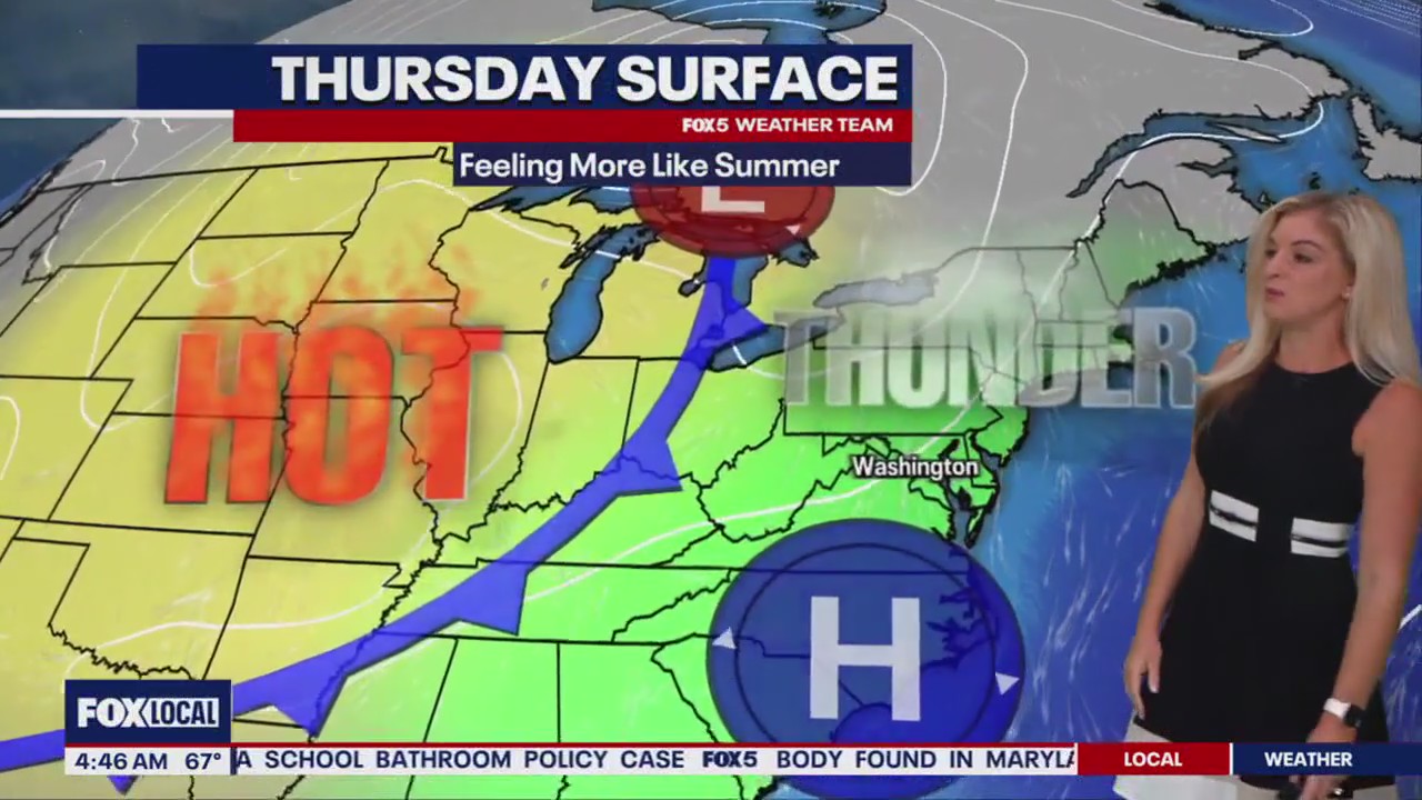 Storms could hit D.C. between 3 and 7 p.m. Thursday.