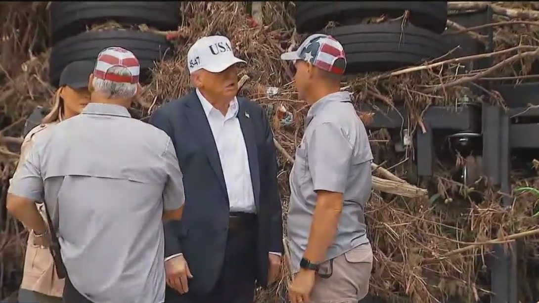 Trump tours flood damage