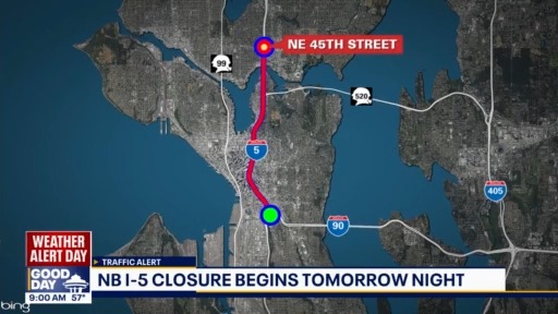 Northbound I-5 fully closed in Seattle this weekend