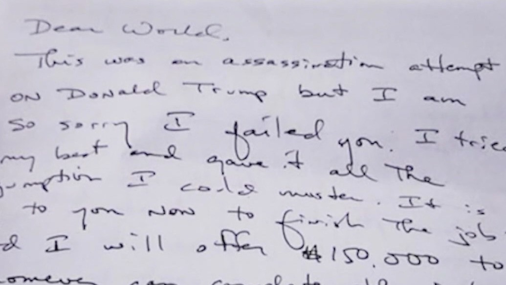 Letter allegedly written by would-be Trump assassin
