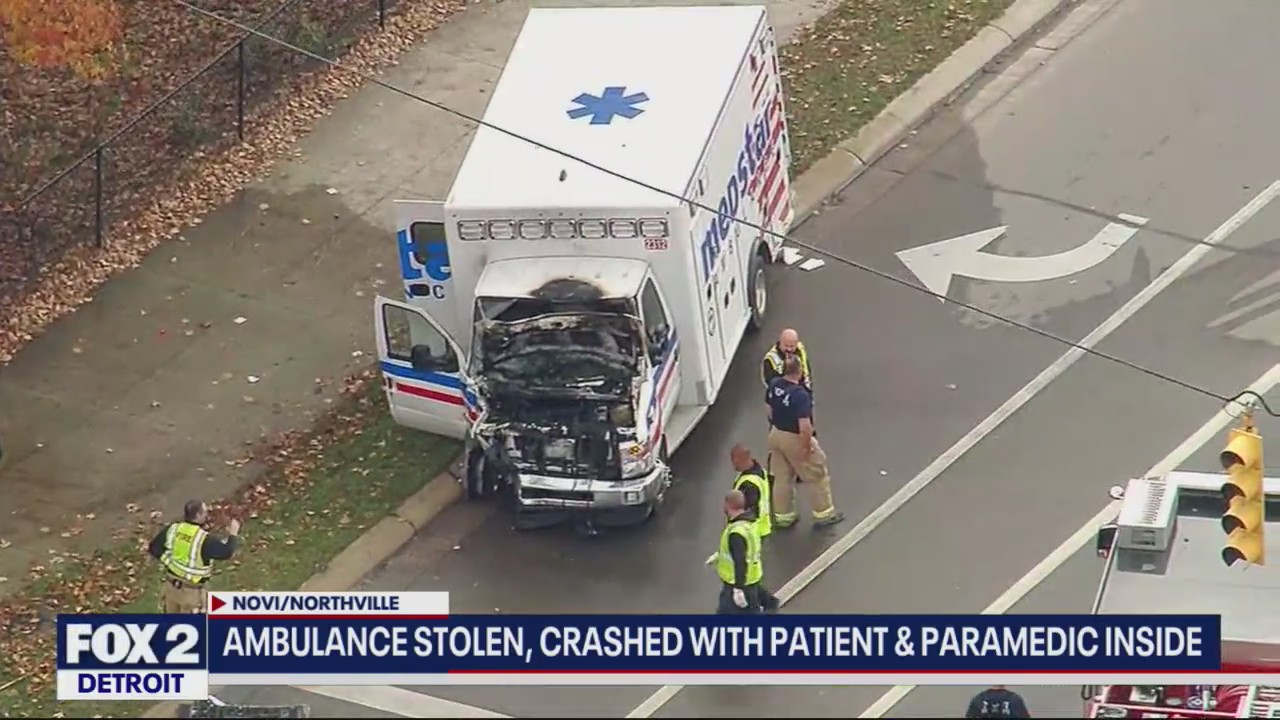 Stolen ambulance crashes in Northville Township