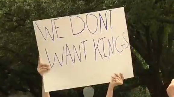 Demonstrators take part in Austin 'No Kings' protest