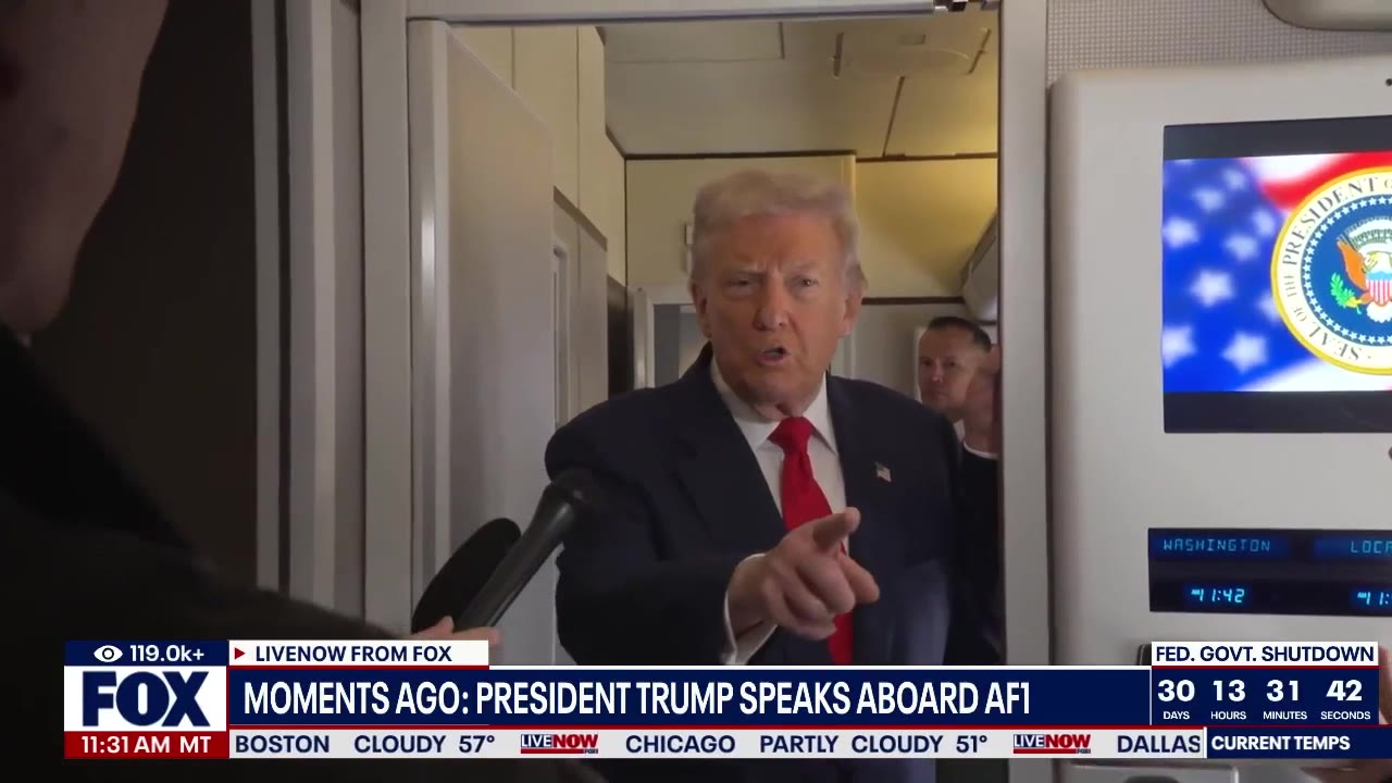 Trump speaks aboard Air Force One en route to Florida