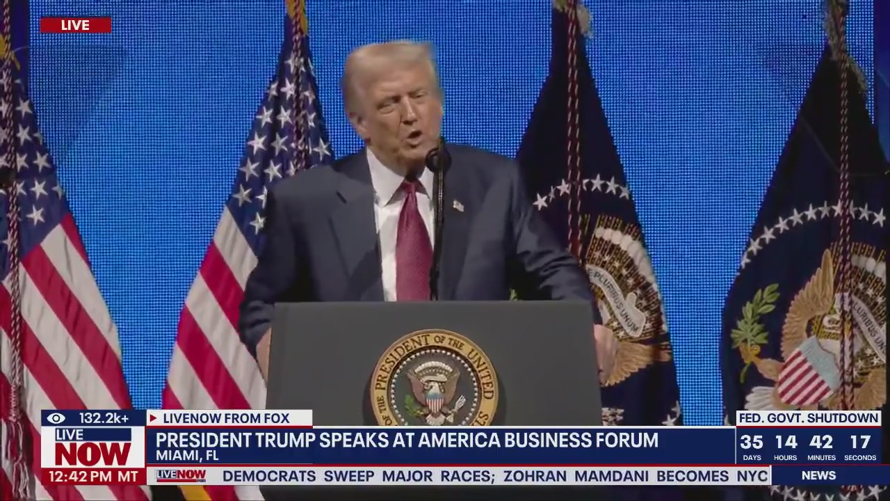 President Trump speaks at America Business Forum