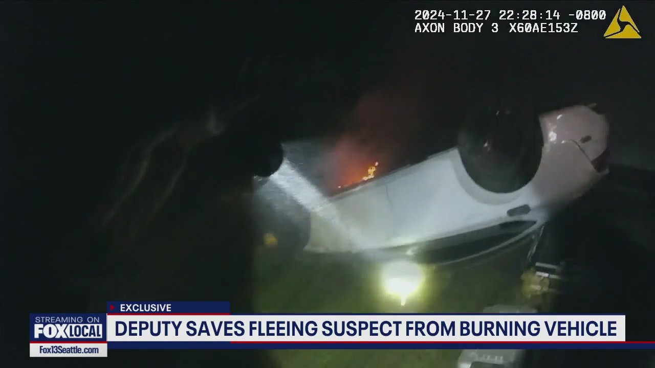 Deputy pulls burglary suspect from burning car