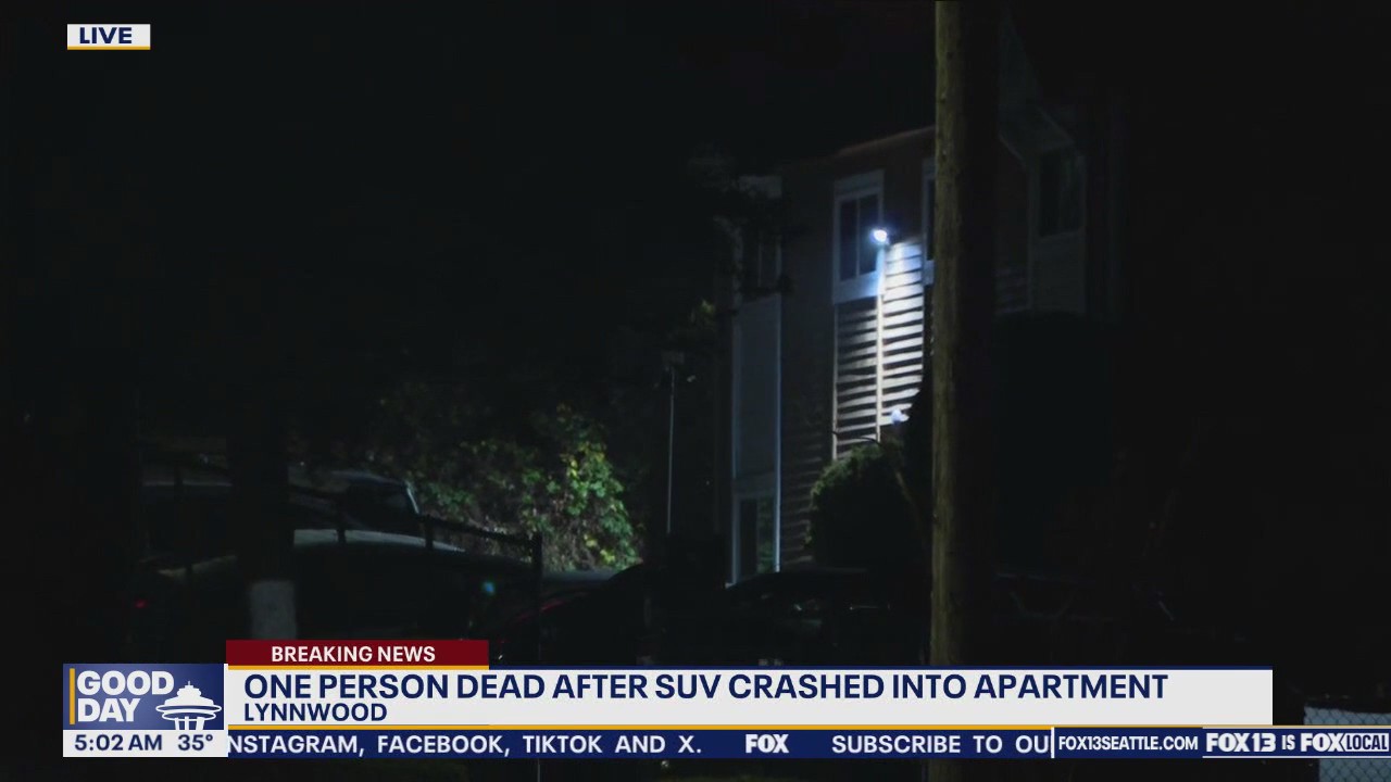 1 person dead after SUV crashes into Lynnwood, WA apartment
