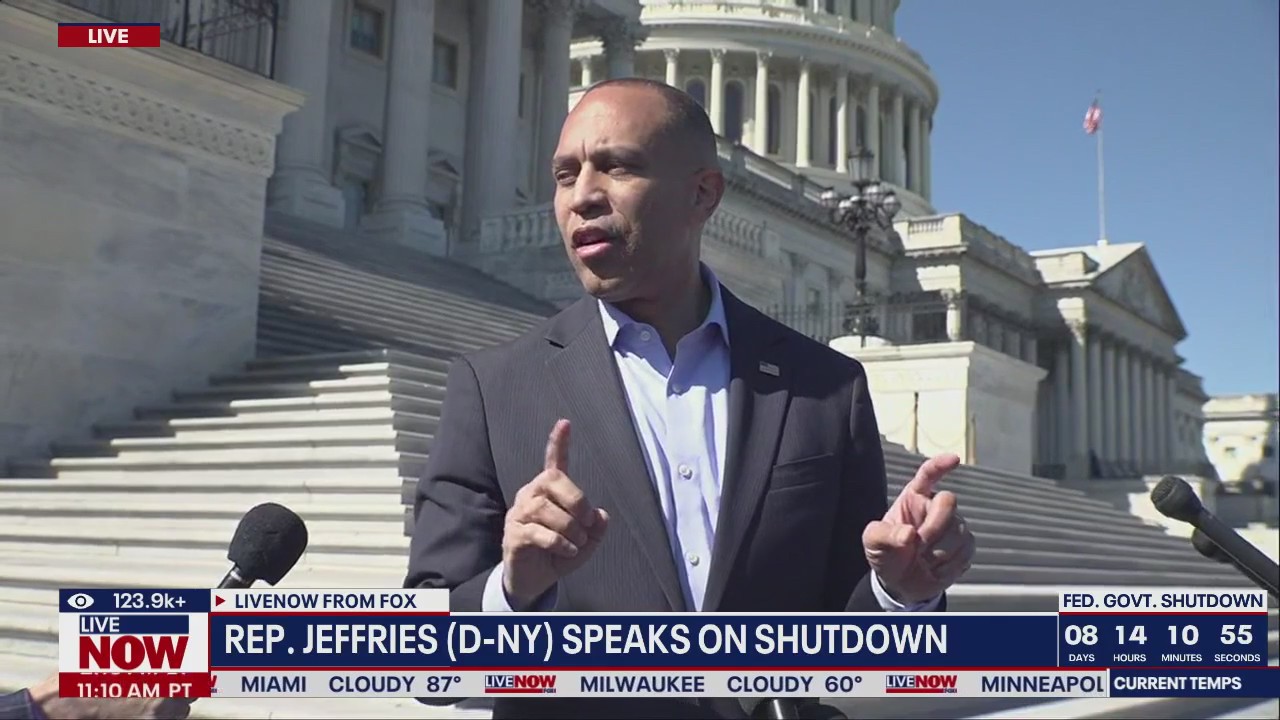 Jeffries answers questions on shutdown stalemate