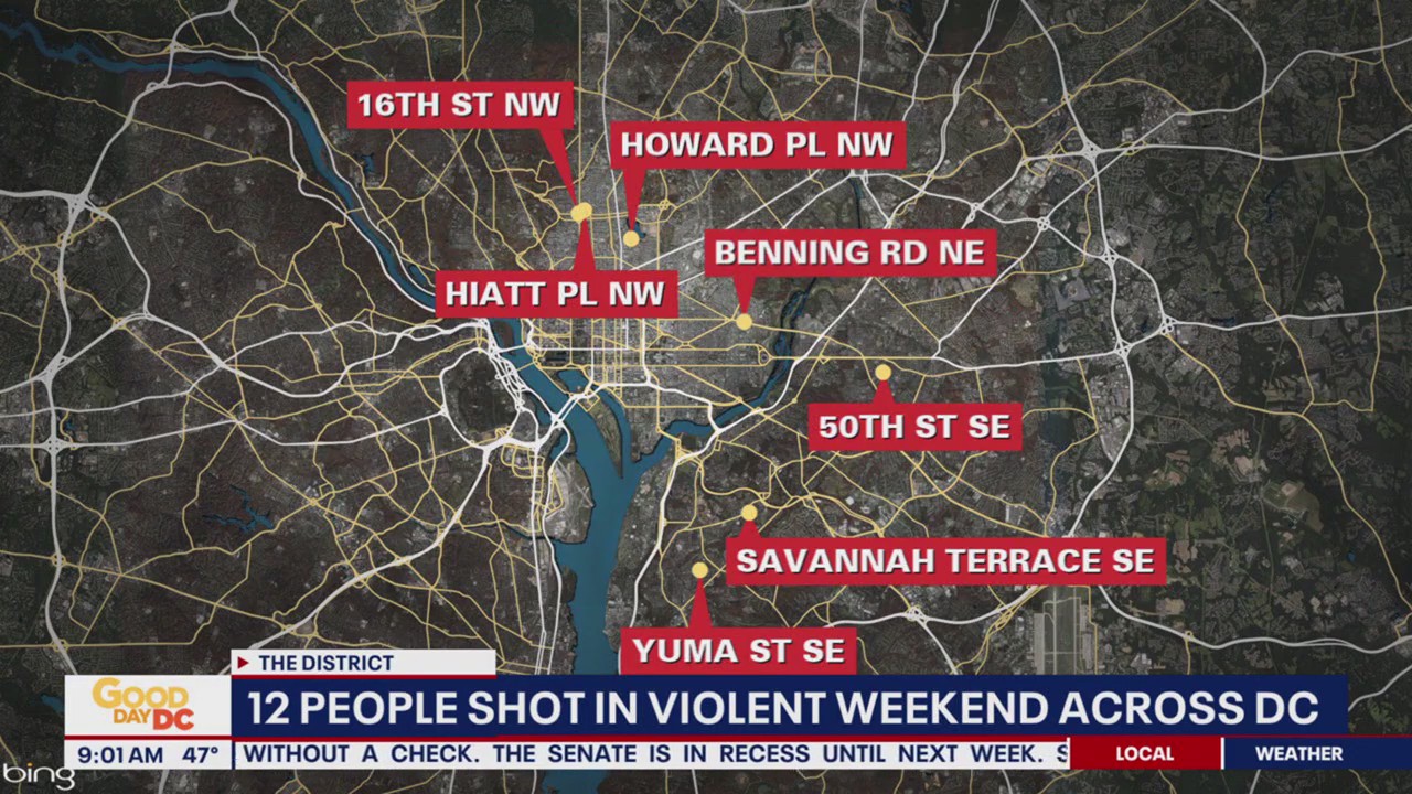 Violent DC weekend after 12 shot