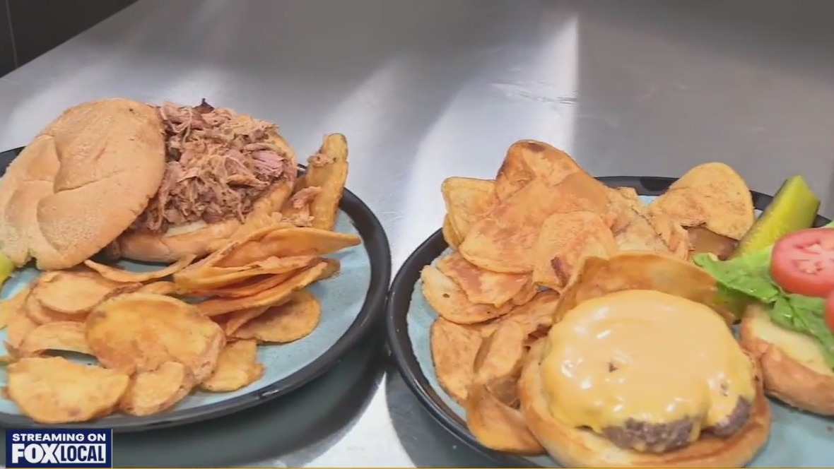 Signature burger and pulled pork