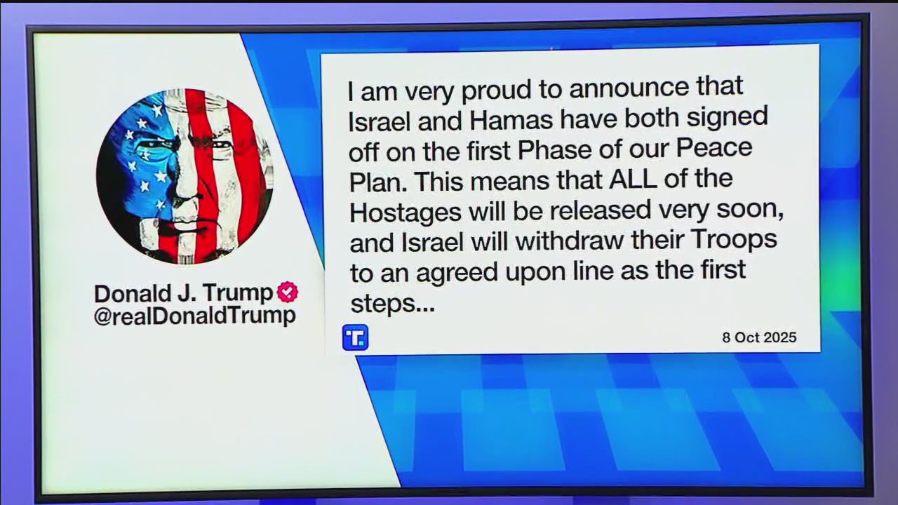 Trump: Israel, Hamas agree to 1st phase of peace plan